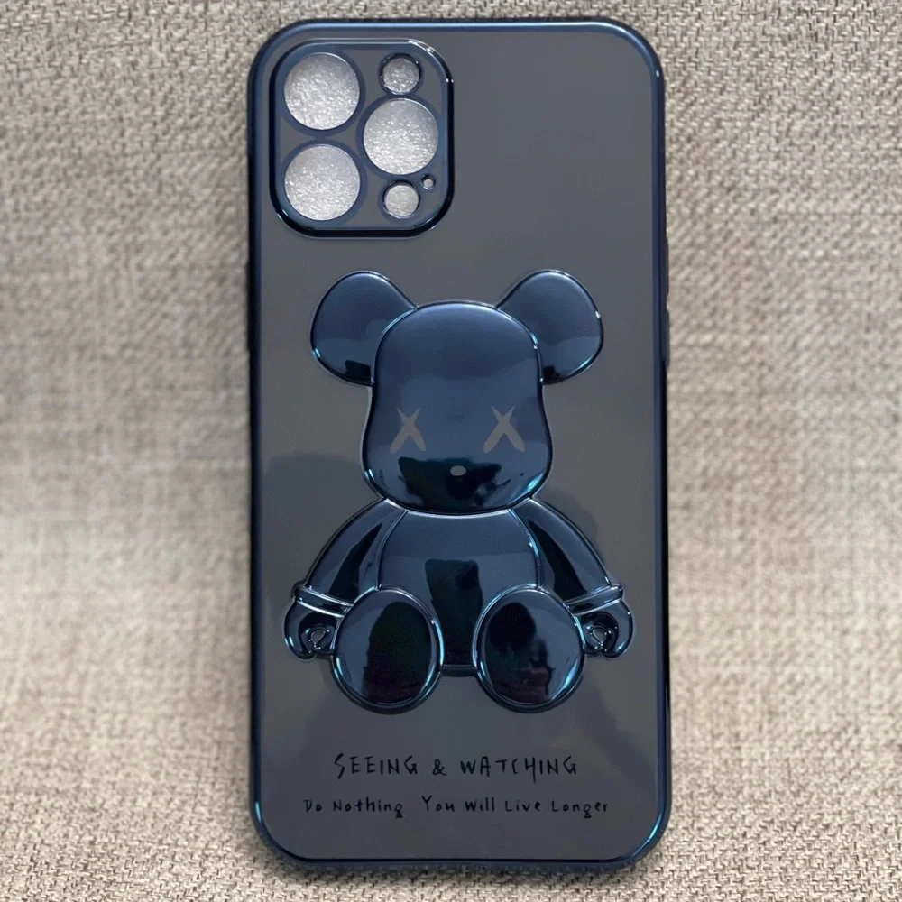 Electroplate Blue Violent Bear in Dark Background iPhone Case